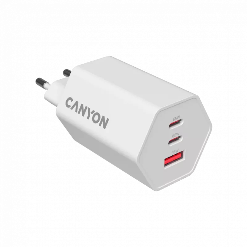 CANYON HEXAGON 65 GaN 65W 2xPD 1xQC EU Baltas CND-CHAHEX65W