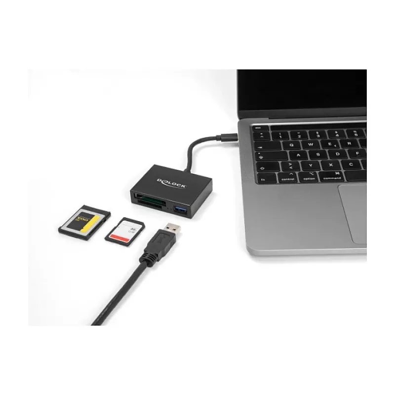 DeLOCK USB-C kortelių skaitytuvas XQD ir SD atminties kortelėms, USB 5 Gbps