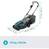 Akumuliatorinė vejapjovė PowerMax 37/36V P4A paruoštas naudoti rinkinys, 36V (2x18V), juoda/pilka, 2x ličio jonų akumuliatorius 4,0 Ah, POWER FOR ALL ALLIANCE