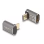 DeLOCK USB Adapter USB-C (vyr.) į USB-C (mot., kampuotas) 40 Gbps, PD 3.0 100 W, 8K 60 Hz, metalinis, antracito spalvos