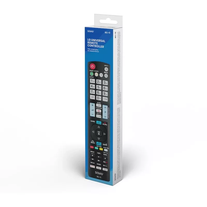 SAVIO RC-11 infraraudonųjų spindulių nuotolinio valdymo pultas LG televizoriui, juodas, veikimo nuotolis 10 m, palaiko 1 įrenginį