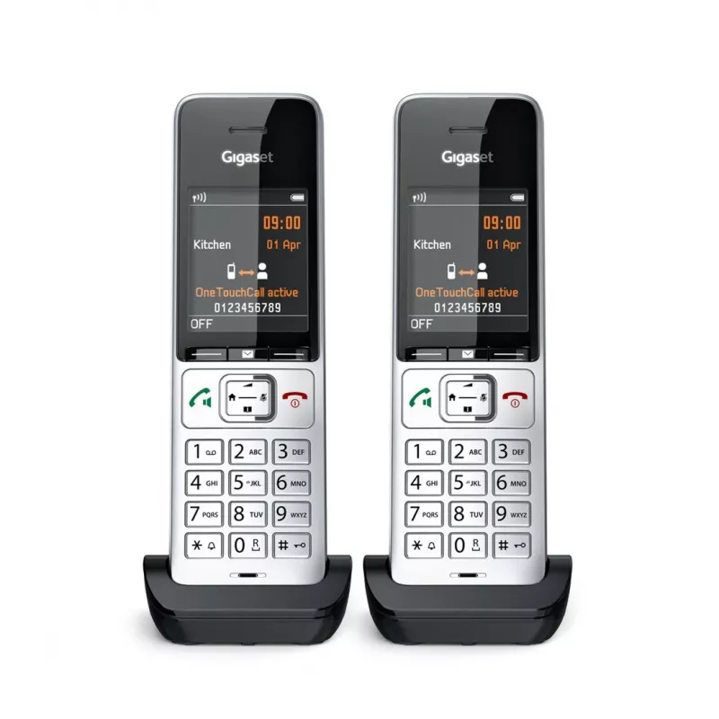 Gigaset COMFORT 500HX duo analoginis/DECT telefono aparatas su skambučio ID, juodas, sidabrinis