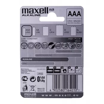 Baterija šarminė Maxell LR-03 AAA, 4 vnt., vienkartinė