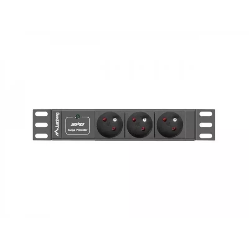 Lanberg PDU-03F-0200-BK maitinimo paskirstymo įrenginys (PDU) 1U juodas 3 AC išėjimai (PDU-03E-0200-IEC-BK)