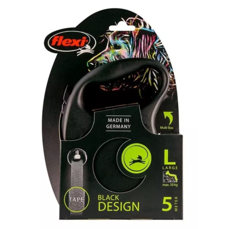 Flexi Black Design L 5 m šunų ištraukiamas pavadėlis