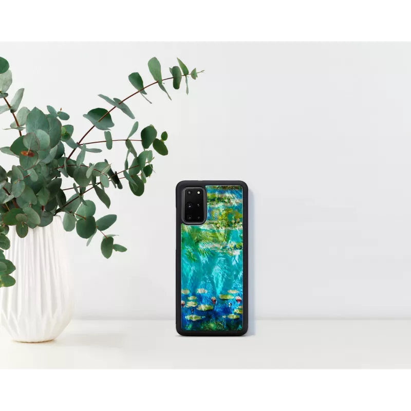 Dėklas iKins Samsung Galaxy S20+ su juodų vandens lelijų raštu