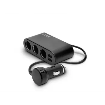 Automobilinis USB įkroviklis SAVIO SA-024 – universalus mobiliųjų įrenginių įkroviklis, įėjimas 12–24 V, išėjimas 5 V, juodas, cigarečių degtukas