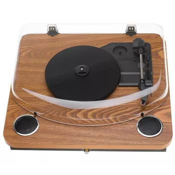 Patefono grotuvas Adler AD 1914 analoginis bėginės pavaros su USB, keramine plokštele, DC varikliu, 33 1/3 aps./min., Bluetooth 5.4, RCA išėjimais, įmontuotais garsiakalbiais