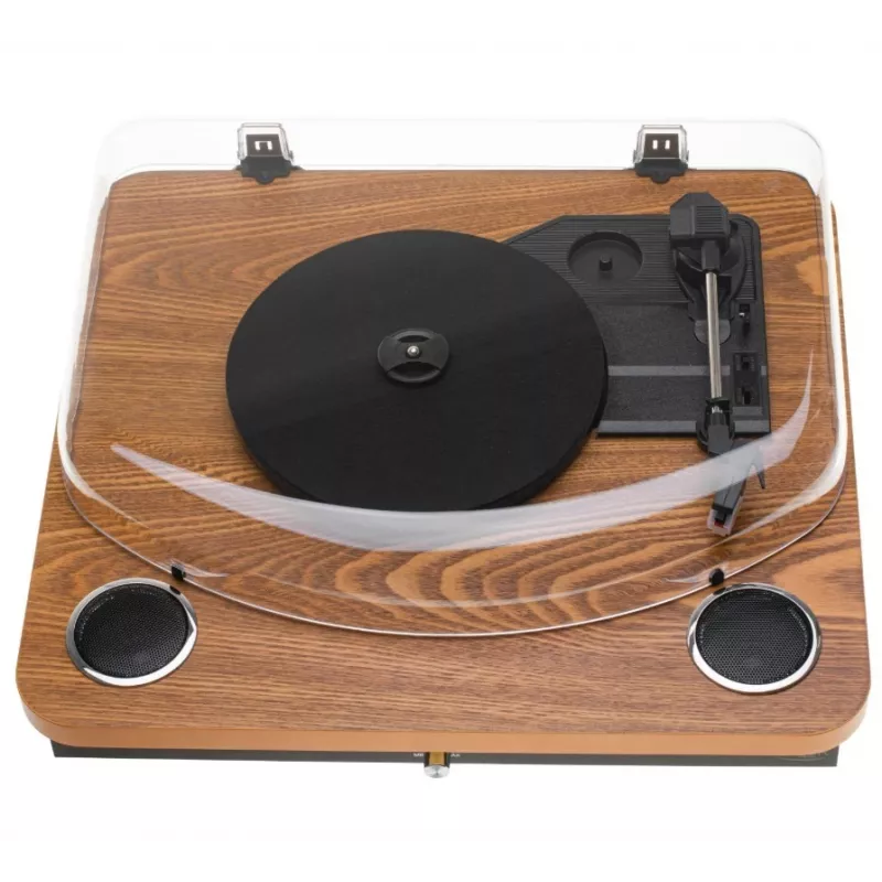 Patefono grotuvas Adler AD 1914 analoginis bėginės pavaros su USB, keramine plokštele, DC varikliu, 33 1/3 aps./min., Bluetooth 5.4, RCA išėjimais, įmontuotais garsiakalbiais