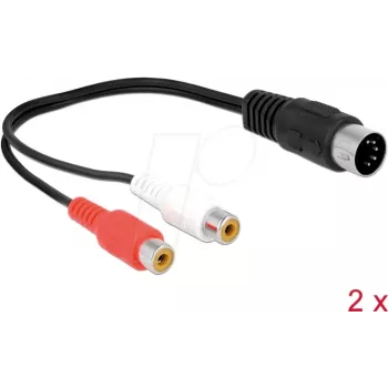 Garso kabelis DeLOCK 85835 0,2 m DIN (5 kontaktų) 2 x RCA juodas