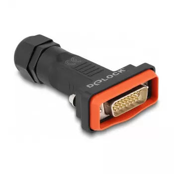 DeLOCK D-Sub HD 26 kontaktų kištukas su IP67 korpusu