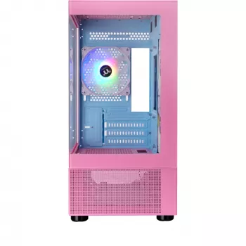 Thermaltake View 170 TG ARGB rožinis Micro Tower korpusas su dviem grūdinto stiklo plokštėmis