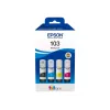 Rašalo kasečių rinkinys Epson EcoTank 103 – Originalus 4 spalvų rinkinys (Juoda, Žydra, Violetinė, Geltona), Juoda 4500 p., Spalvota 7500 p.