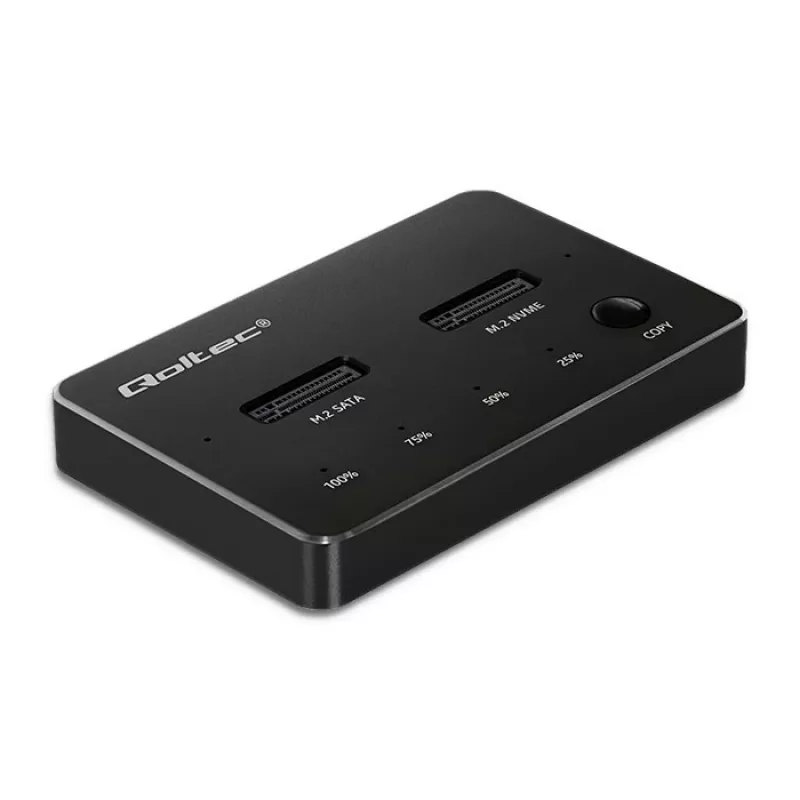 Qoltec 52274 M.2 SSD diskų dokavimo stotelė | NVMe | SATA | USB-C | DVIEJŲ 2 x 2TB