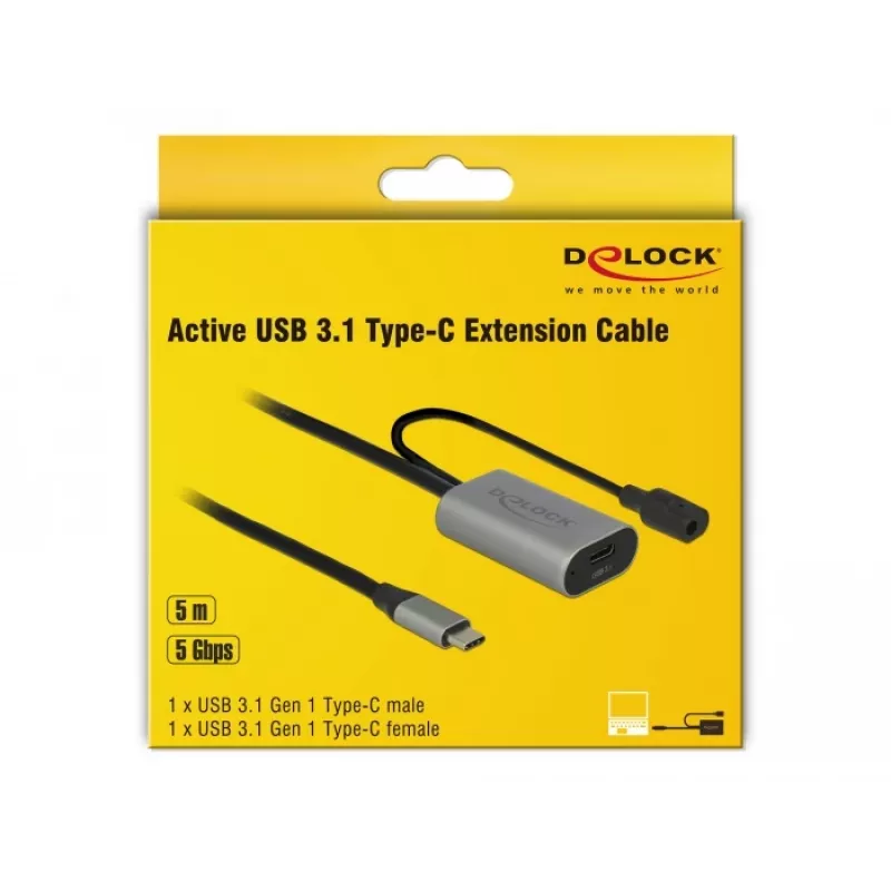 Aktyvus USB-C prailginimo kabelis Delock, 5 m, USB 5 Gbps (USB-20225 / 85392)