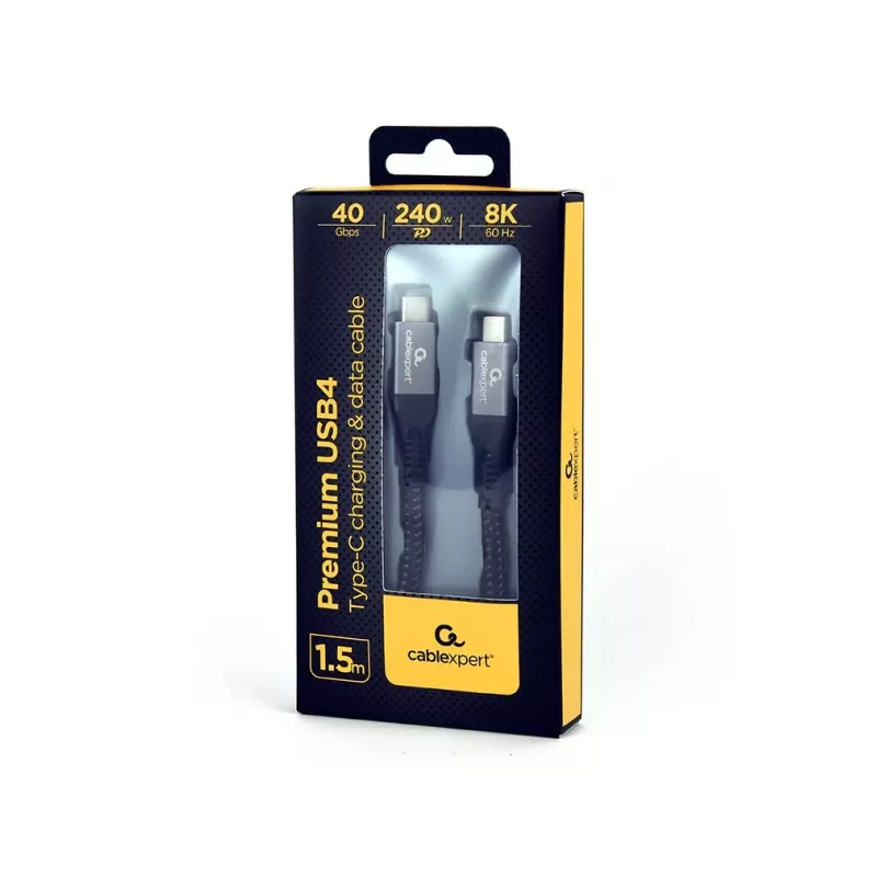 USB-C į USB-C laidas GEMBIRD CCBP-USB4-CMCM240 1,5 m, USB4 Gen 3x2, 40 Gbit/s, 240 W, juodas