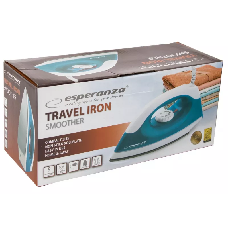Lyginimo prietaisas Esperanza TRAVEL IRON SMOOTHER — 1200 W, nelipnė padas, 1,4 m laidas, temperatūros indikatorius, kelioninis dizainas
