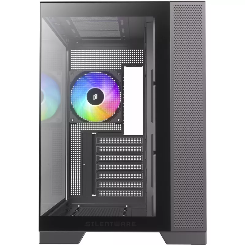 Korpusas Silentware View A-RGB Black VIEWBLACK vidutinis bokštas su A-RGB apšvietimu