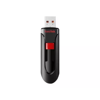 SANDISK Cruzer Glide 32 GB USB atmintukas, USB Type-A 2.0, slankioji konstrukcija, slaptažodžio apsauga, juodai raudonas