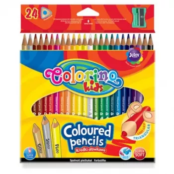 Colorino Kids trikampės spalvoti pieštukai 24 spalvos (su galąstuvu)