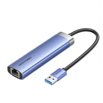 Vention TGFSB USB 3.2 Gen 1 (3.1 Gen 1) Type-A 5 prievadų USB šakotuvas su Gigabit RJ-45 ir USB-C, mėlynas
