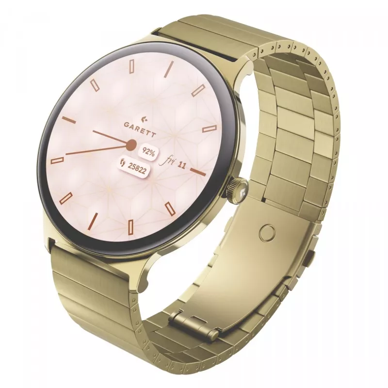 Išmanusis laikrodis Garett Verona 2 Gold Steel su Bluetooth ir širdies ritmo matuokliu