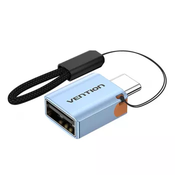 Adapteris USB-C į USB-A Vention CUBH0, USB 3.1, 5 Gbit/s, 3 A, aliuminio korpusas, pilkas