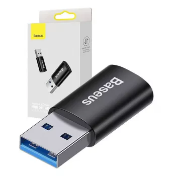 Adapteris Baseus Ingenuity USB Type-A (moteriška) į USB Type-C (vyriška) 10 Gbit/s, juodas, 14×22×8 mm