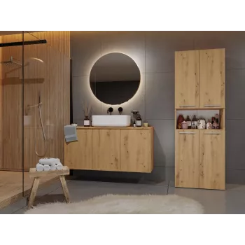 Vonios spintelė Top e shop NEL 1K DK ART KPL, ąžuolo rėmas, 600×300×1740 mm, 5 lentynų, laisvai pastatoma