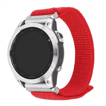 Pakeitimas 22 mm nailono dirželis FIKSUOTAS, skirtas Garmin QuickFit 160–210 mm, raudonas