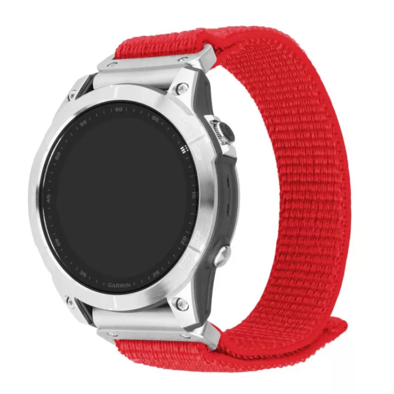 Pakeitimas 22 mm nailono dirželis FIKSUOTAS, skirtas Garmin QuickFit 160–210 mm, raudonas