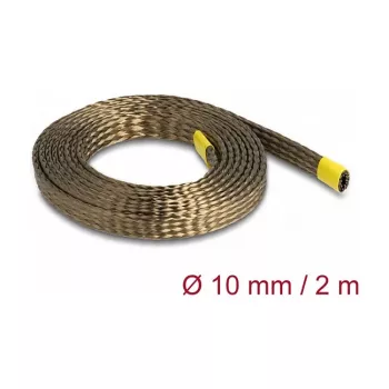 DeLOCK Braided Sleeve Basalt Fibers 2m x 10mm Brown – apsauginė pintinė mova iš bazalto pluošto, 2 m, 10 mm, ruda