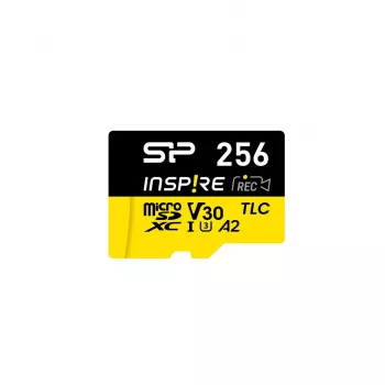 Atminties kortelė Silicon Power Inspire 256 GB MicroSDXC V30 UHS-I U3 A2 4K + adapteris (SP256GBSTXLA2V1NSP)