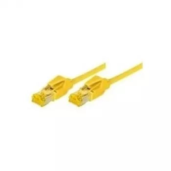 Tecline Premium - Pataisos kabelis - RJ-45 (M) į RJ-45 (M) - 50 cm - SFTP, PiMF - Cat.7 žaliava (kabelis) / CAT 6a (lizdai) - Ekranuotas, halogenų neturintis, su apsauginiu gaubteliu - Geltona (70700Y)