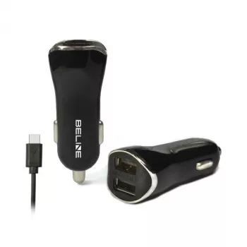 Automobilinis kroviklis 2xUSB + USB-C 2,1A juodas