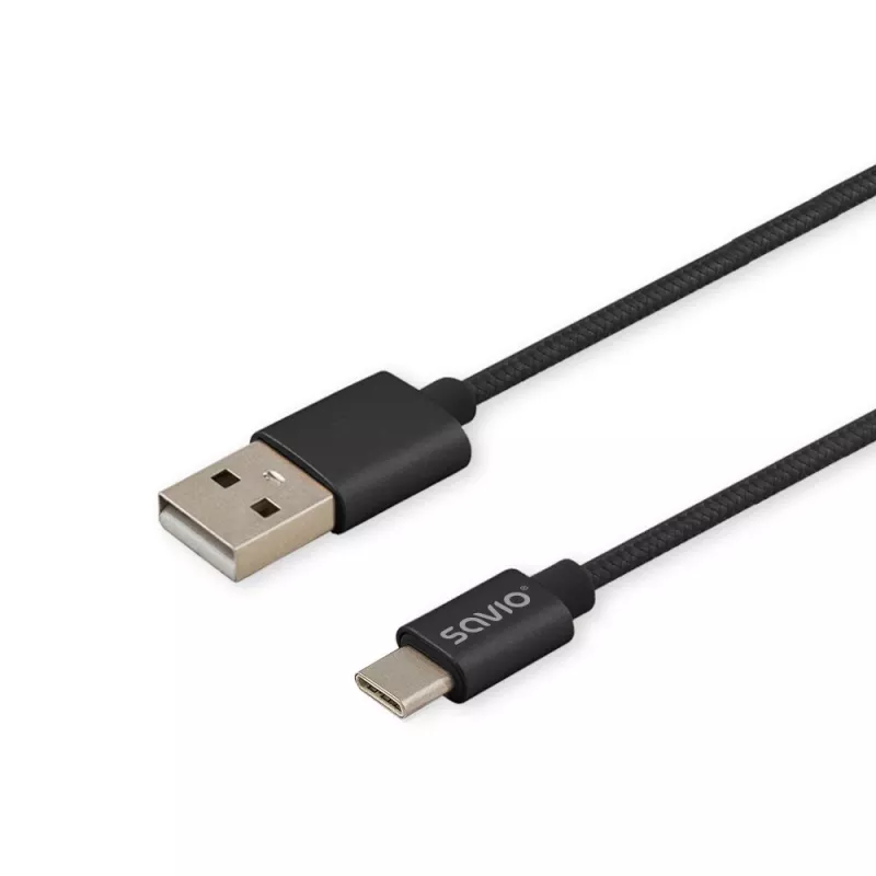 Savio CL-129 USB kabelis 2 m USB 2.0 USB A USB C juodas