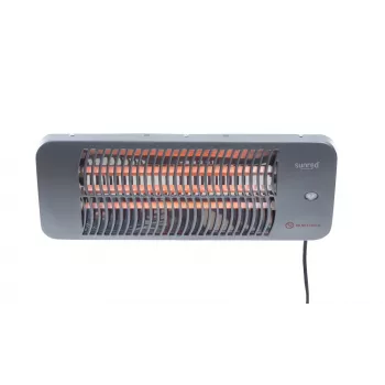 Kvarcinis elektrinis šildytuvas SUNRED LUG-2000W — 2000 W, kvarcinis stiklas, lauko montavimui, sieninis, IP24, juodas