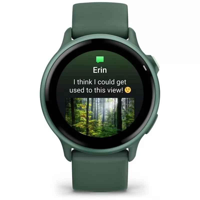 Sportinis laikrodis GARMIN vívoactive 6 – 42 mm aliuminio/polimero korpusas, AMOLED 1,2 colio, GPS, 5 ATM, optinis širdies ritmo matuoklis, SpO2, 8 GB, žalias