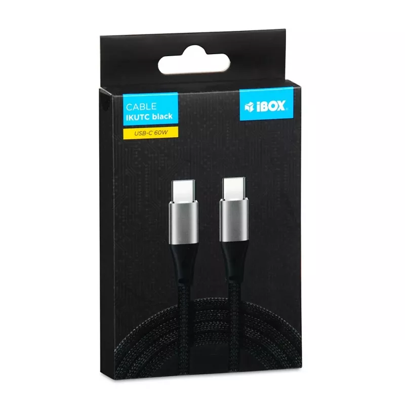 iBOX IKUTC USB-C laidas 60W 2m Juodas