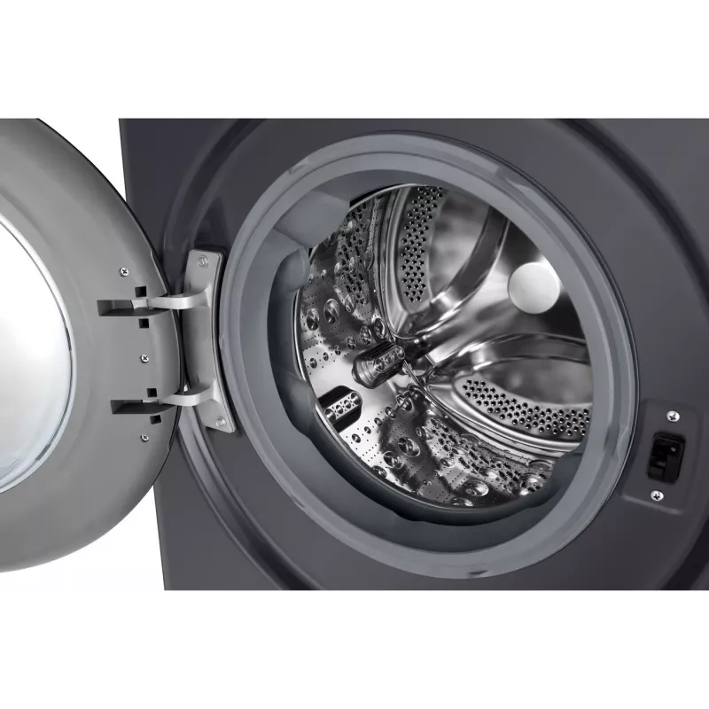 Skalbimo mašina LG F2WR508S2M – priekinė pakrova, 8 kg, 1200 aps./min., A energijos klasė, 60×48 cm, LED, vidurio juoda