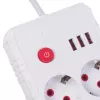 Maitinimo blokas MACLEAN MCE388 W – 2 lizdai, 3×USB, 110–240V, 2500W, 3 m laidas, baltas