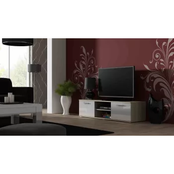 Cama TV stovas SOHO 140 sonomos ąžuolas/baltas blizgus