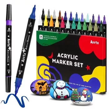 Arrtx akriliniai žymekliai LC303304 — 24 spalvų rinkinys, smulkus/vidutinis antgalis