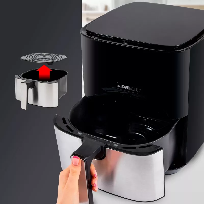 Clatronic FR 3782 H, oro gruzdintuvė, 5 l, 80 °C – 200 °C, juoda, nerūdijantis plienas