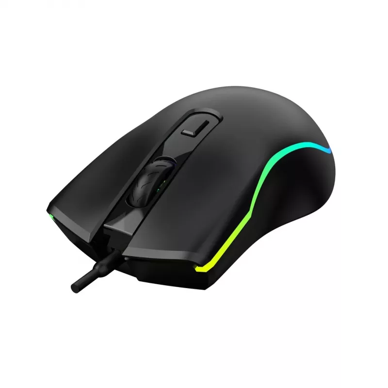 Laidinė šildoma žaidimų pelė ActiveJet AMY-W390 – ambidekstrinė, optinė 2000 DPI, USB Type-A, 4 mygtukai, juoda