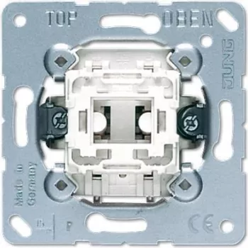 JUNG 531 U mygtukinis jungiklis, 1P, 250 V AC, 10 A, metalinis baltas