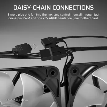 CORSAIR RS120-R 120 mm baltas ARGB ventiliatorius (25 mm storis)