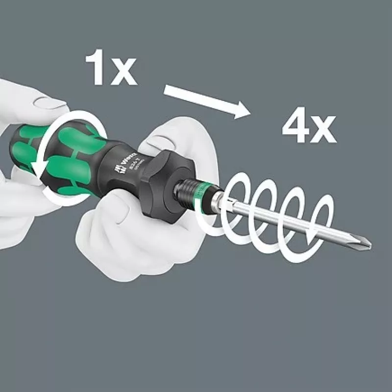 Wera 826 T Kraftform Turbo atsuktuvas su Rapidaptor antgalių laikikliu, 1/4 colio