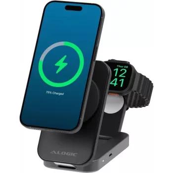 ALOGIC Flip 2IN1 QI2 belaidis įkrovimo stovas juodas