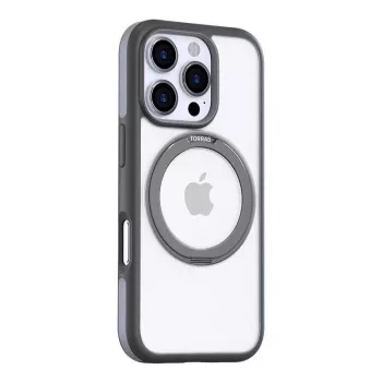 Dėklas Torras Ostand R Fusion iPhone 16 Pro 15.5 cm pilkai permatomas